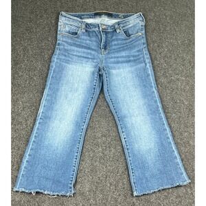 Liverpool Los Angeles The Crop Flare Jeans Petite 29/8 Blue Raw Hem Medium Wash